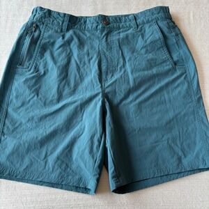 Duck Camp Scout Shorts Medium Teal Blue Green Hiking Fishing Outdoor Stretch
